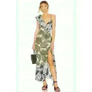 1. State tropical print ruffle maxi wrap dress, Size Large